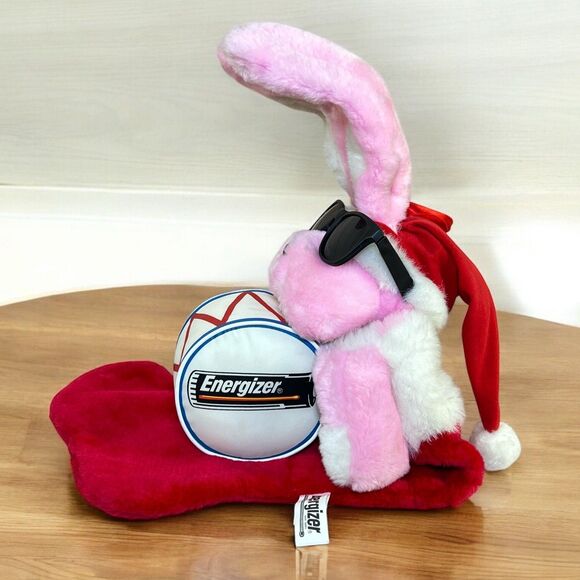 VTG Energizer Battery Bunny Christmas Stocking 27" Holding Drum 1993 Pink Retro - Picture 1 of 16